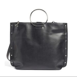 BP black faux leather tote bag